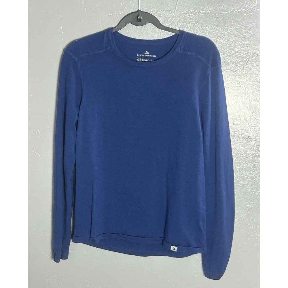 Danish Endurance men's Merino wool long-sleeve base layer top Size M Blue Gorp
